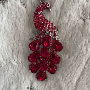 Red Peacock brooch